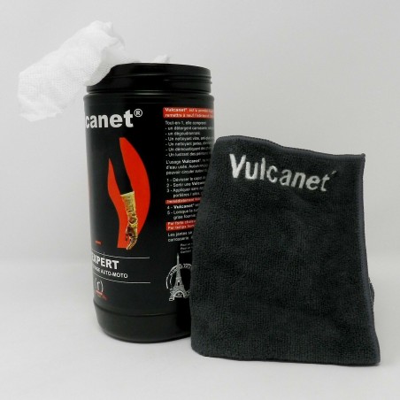 Vulcanet Boîte 80 grandes lingettes de nettoyage lustrage avec microfibre