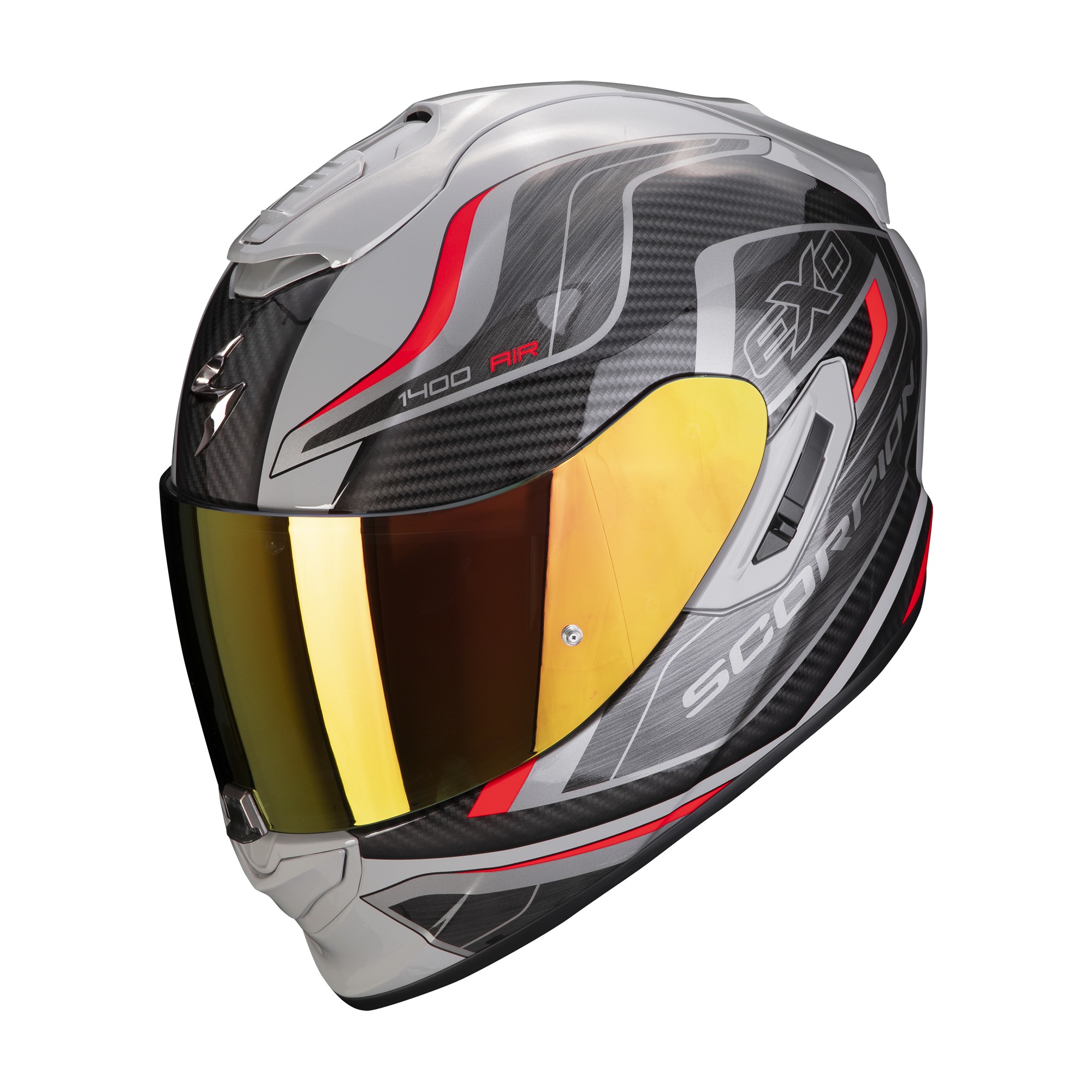 Scorpion casque moto EXO-1400 AIR ATTUNE Gris-Noir-Rouge ecran solaire