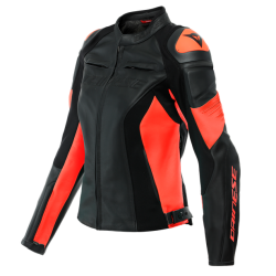 DAINESE RACING 4 LADY LEATHER JACKET BLACK/FLUO-RED